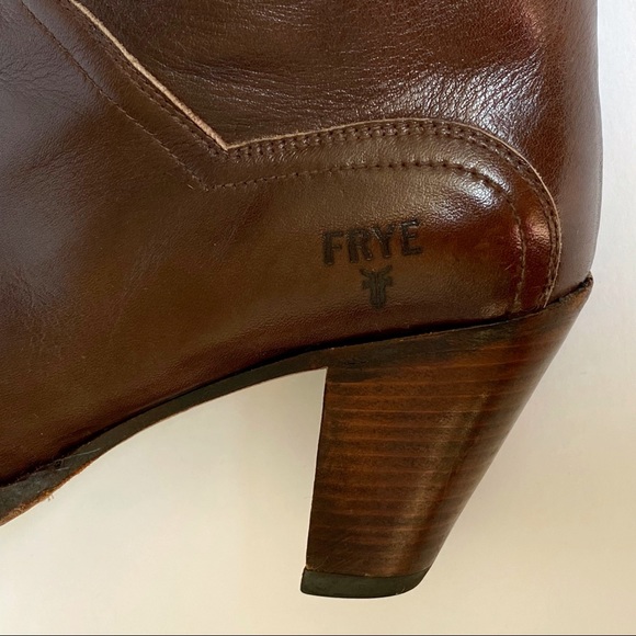 Frye brown leather slouchy chunky heel tall boots - Picture 7 of 11